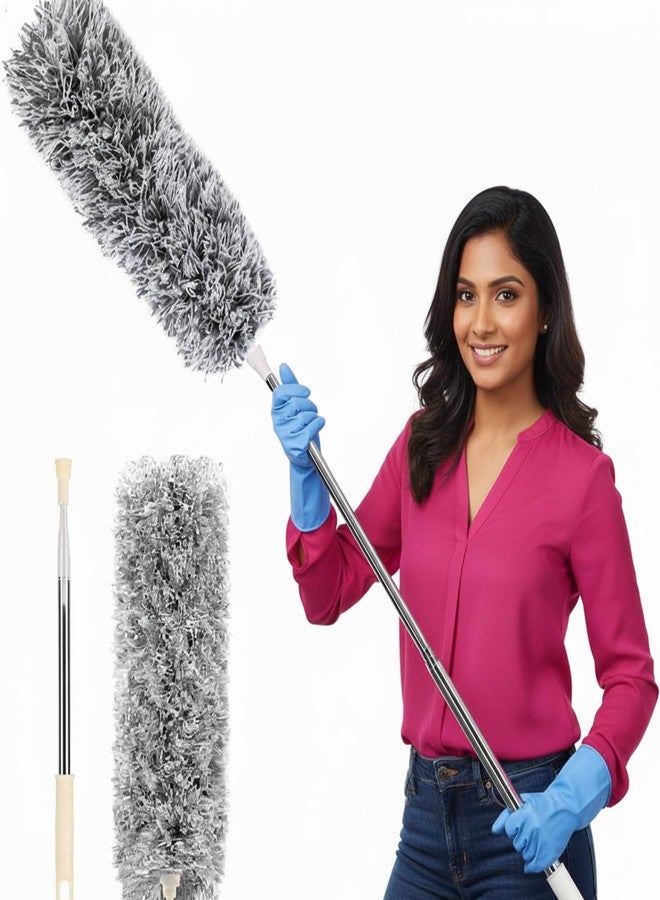 FORCE 24 Force24 - Microfiber Feather Duster Bendable & Extendable Fan Cleaning with 100 inches Expandable Pole Handle for High Ceiling Fans,Window Blinds, Furniture - Image 1